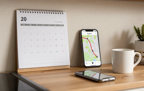 Calendar and route map showing balancing trucking schedules with relationships