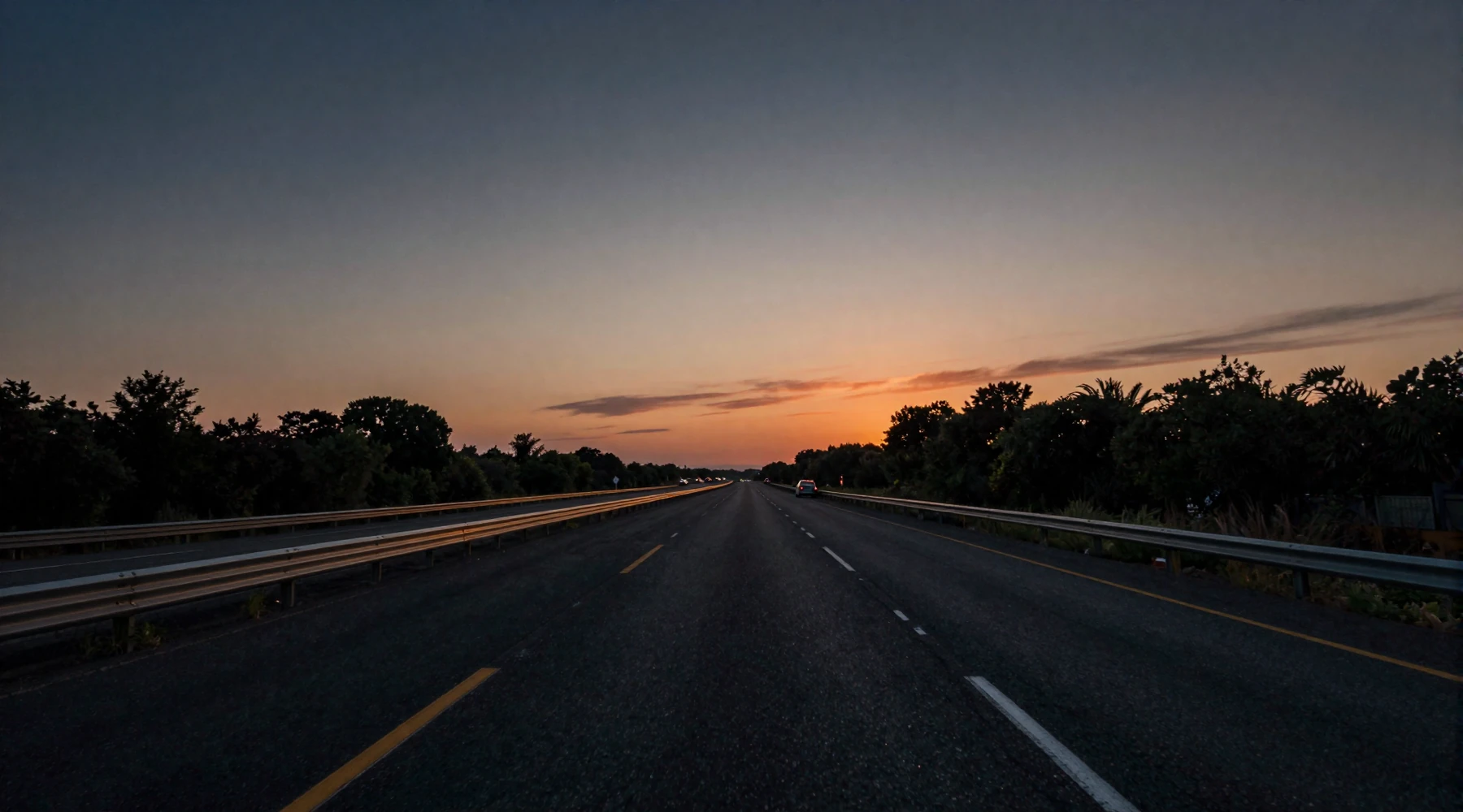 Midnight highway at dusk symbolizing trucker dating safety and the road ahead