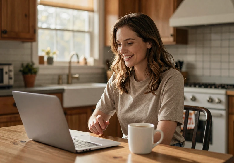 Woman on a video call learning how to date a truck driver from home