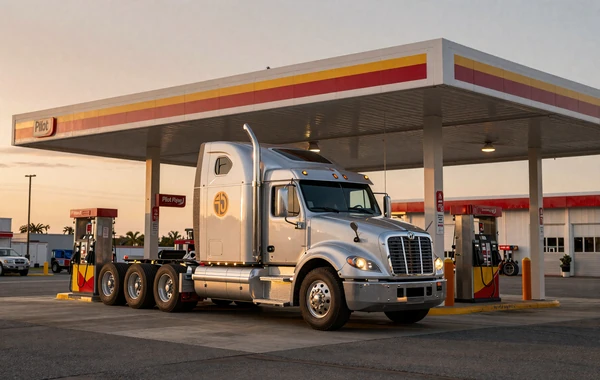 Long-haul trucker parked at truck stop dealing with life on the road and dating